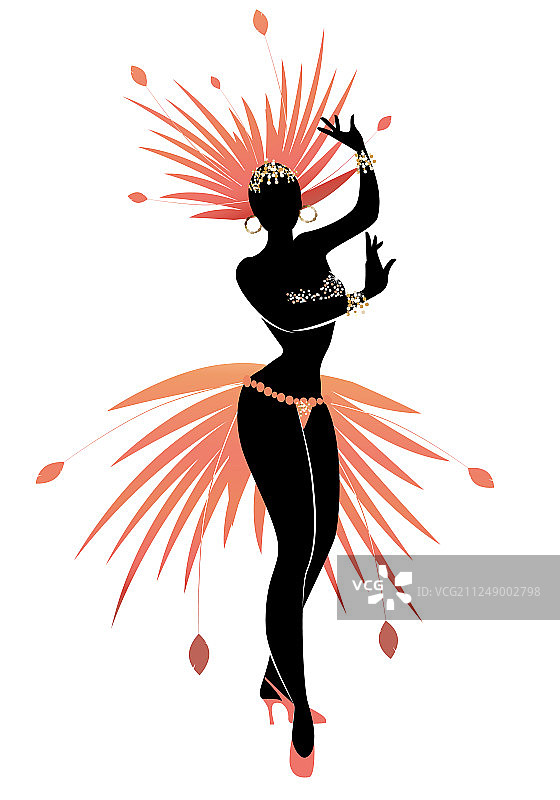 装扮成星羽的女孩剪影图片素材