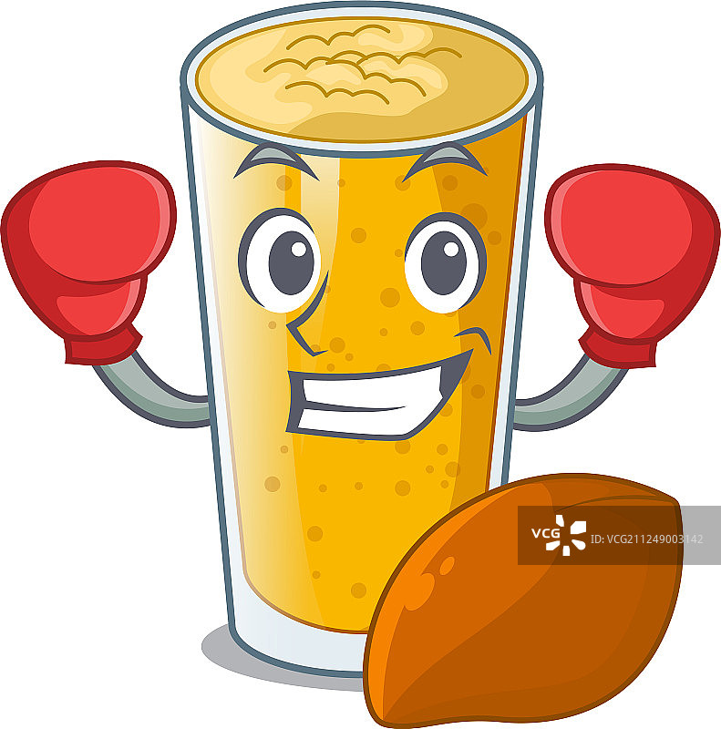 卡通玻璃杯装芒果酸奶图片素材