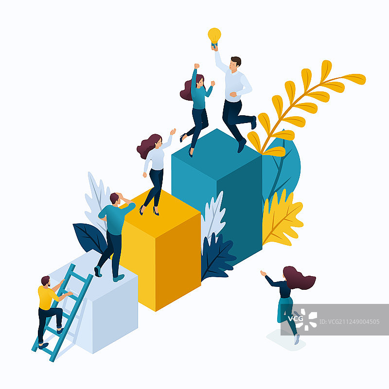 2.5D商业概念：青年创业者图片素材