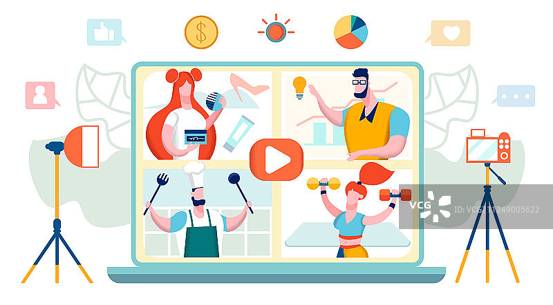 时尚、商业、烹饪、体育视频博主图片素材