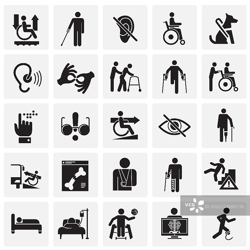 方形背景上的残疾人图标图片素材