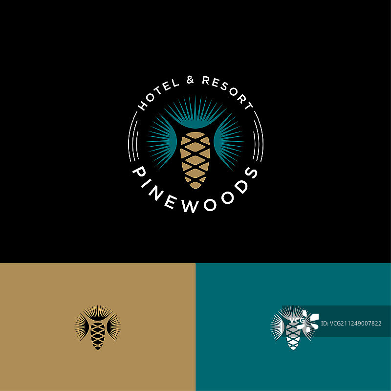 松林酒店度假村标志松果松针图片素材