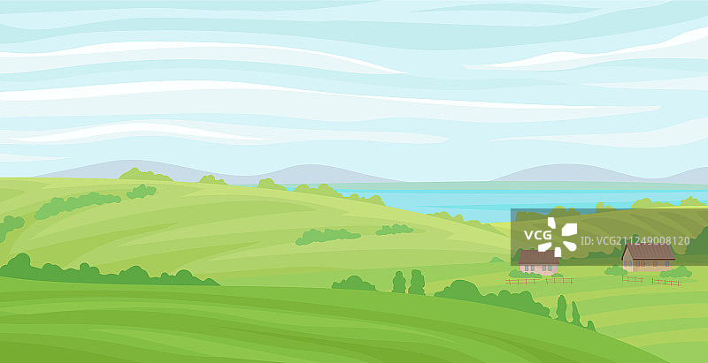 绿色草地夏季乡村景观图片素材