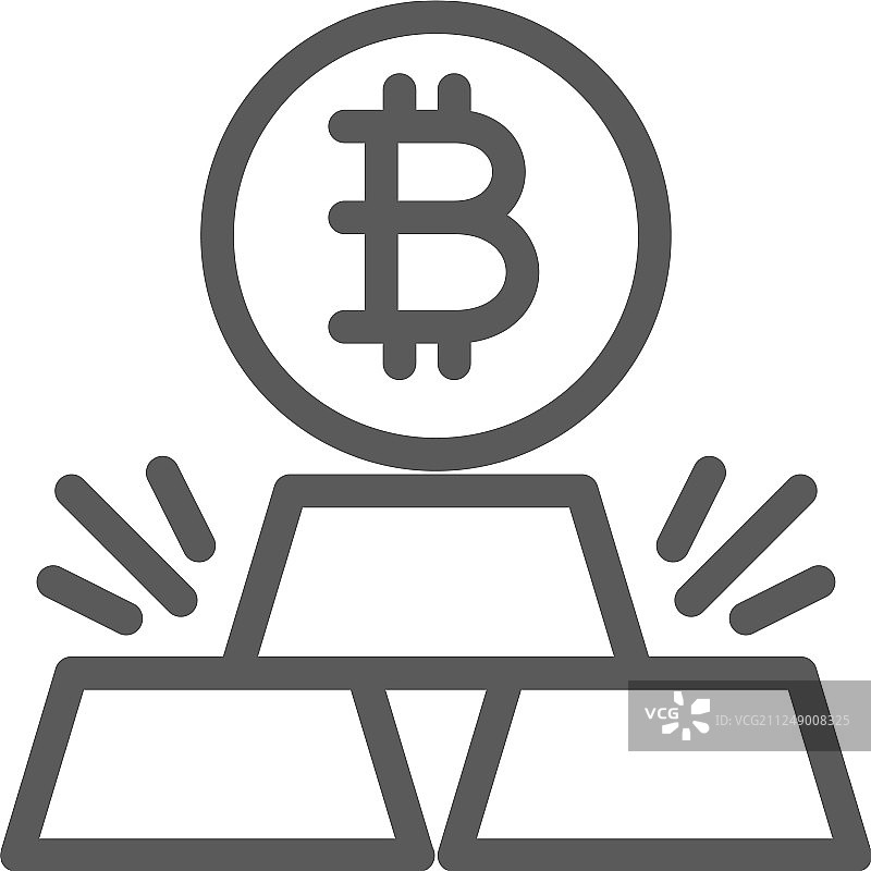 带有比特币加密货币的金条线性图标图片素材