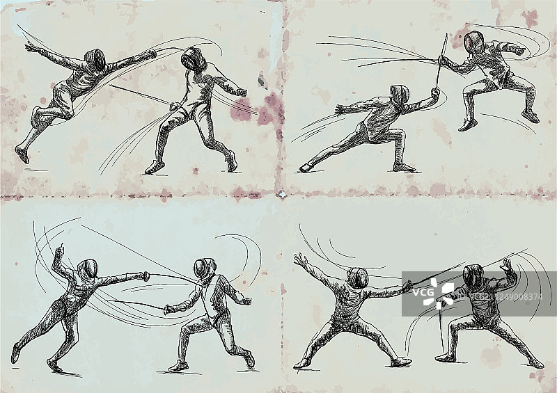 手绘击剑合集图片素材