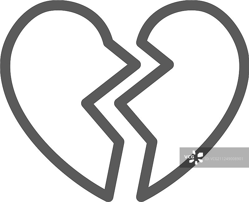 情人节破碎的心形线条图标图片素材