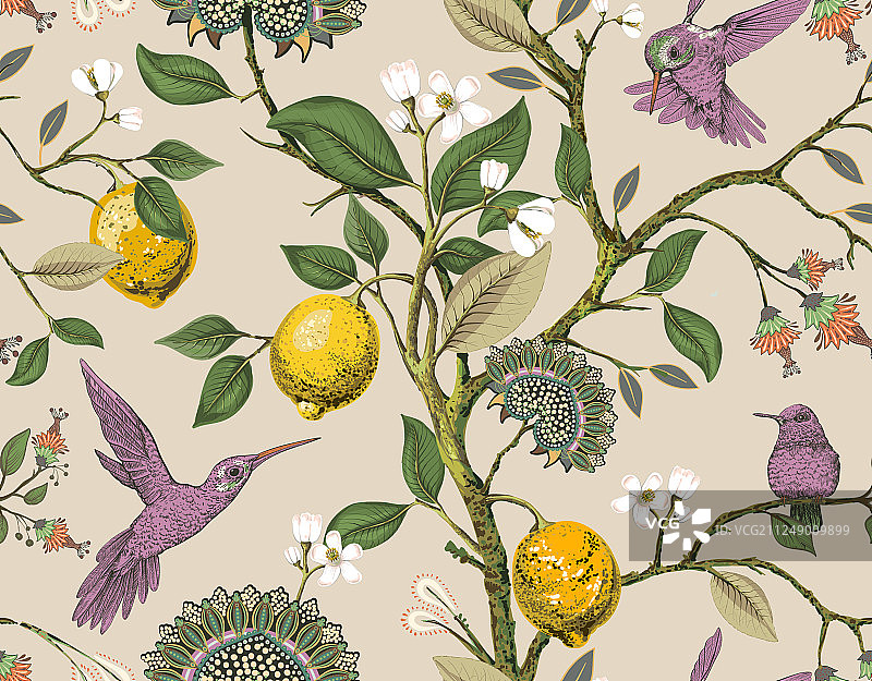 植物主题的无缝花卉图案图片素材