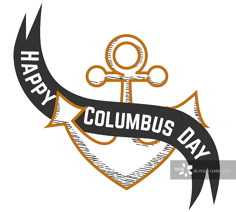 带有锚标志的哥伦布日标志图片素材