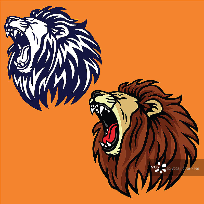 咆哮的狮子标志卡通设计模板图片素材