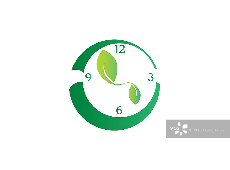 以树叶为顺时针符号的时钟，用于保存图片素材