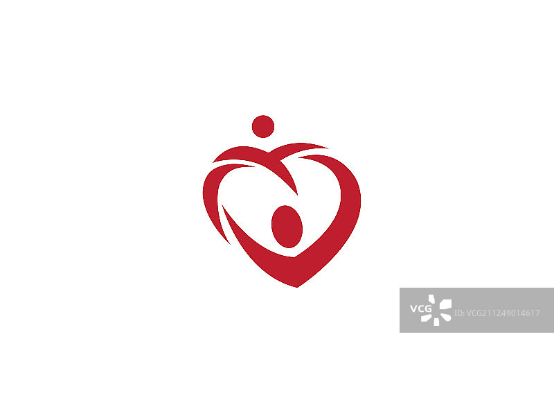 关爱儿童和婴儿的心形家庭标志设计图片素材