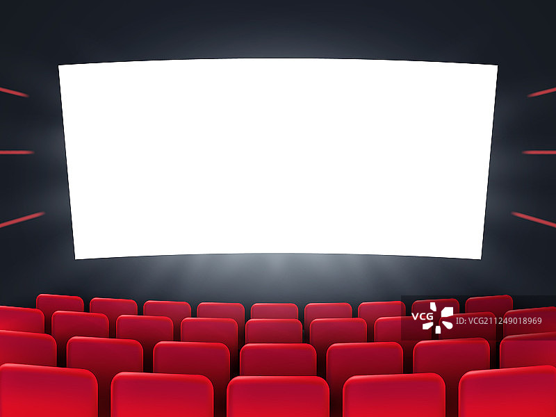 带红色座位的电影院屏幕图片素材