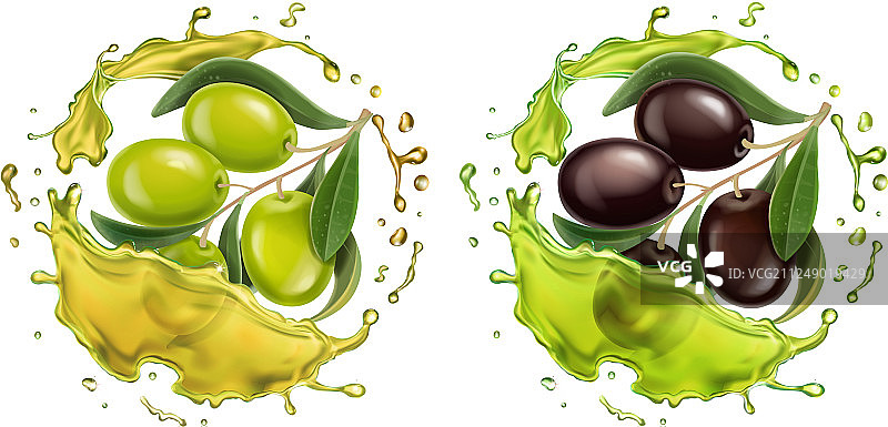 3D橄榄油飞溅效果图片素材
