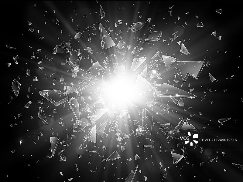 破碎玻璃的抽象爆炸碎片图片素材