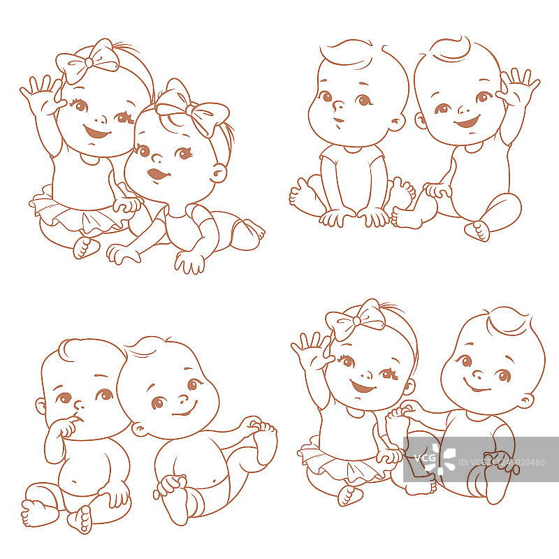 可爱双胞胎婴儿合集图片素材