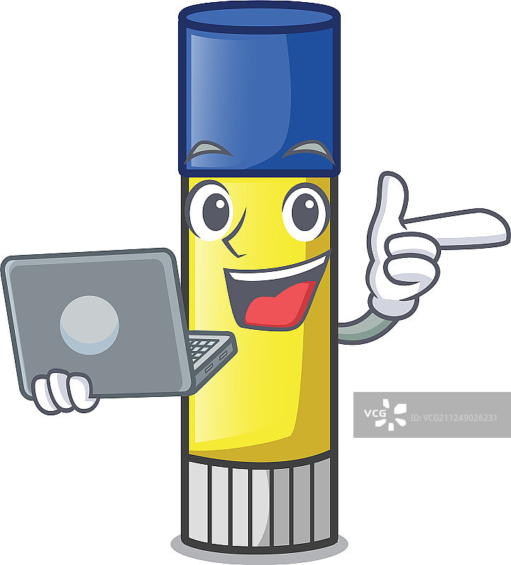 卡通造型的胶棒和笔记本电脑图片素材