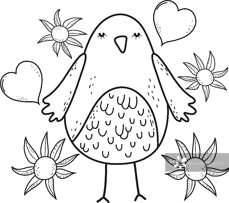 可爱的小鸟与爱心图片素材