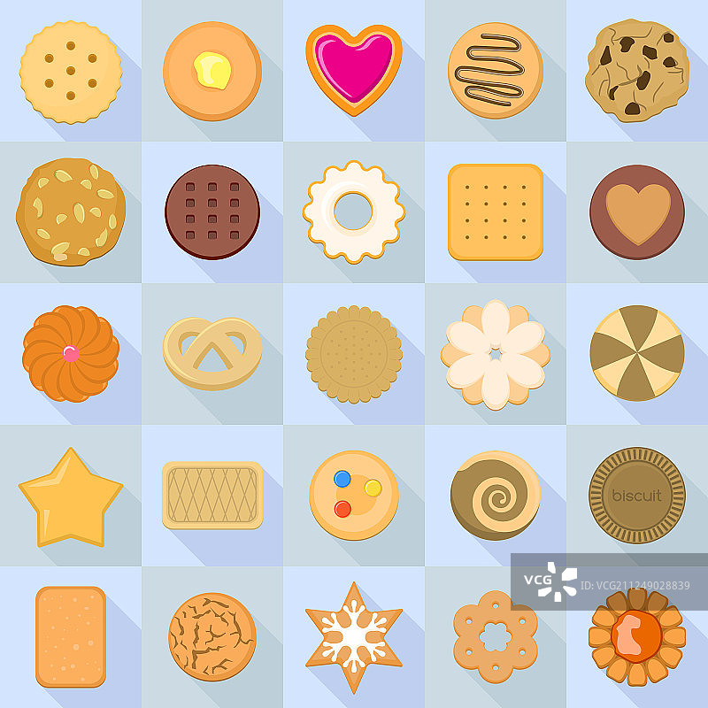 饼干图标集扁平风格图片素材