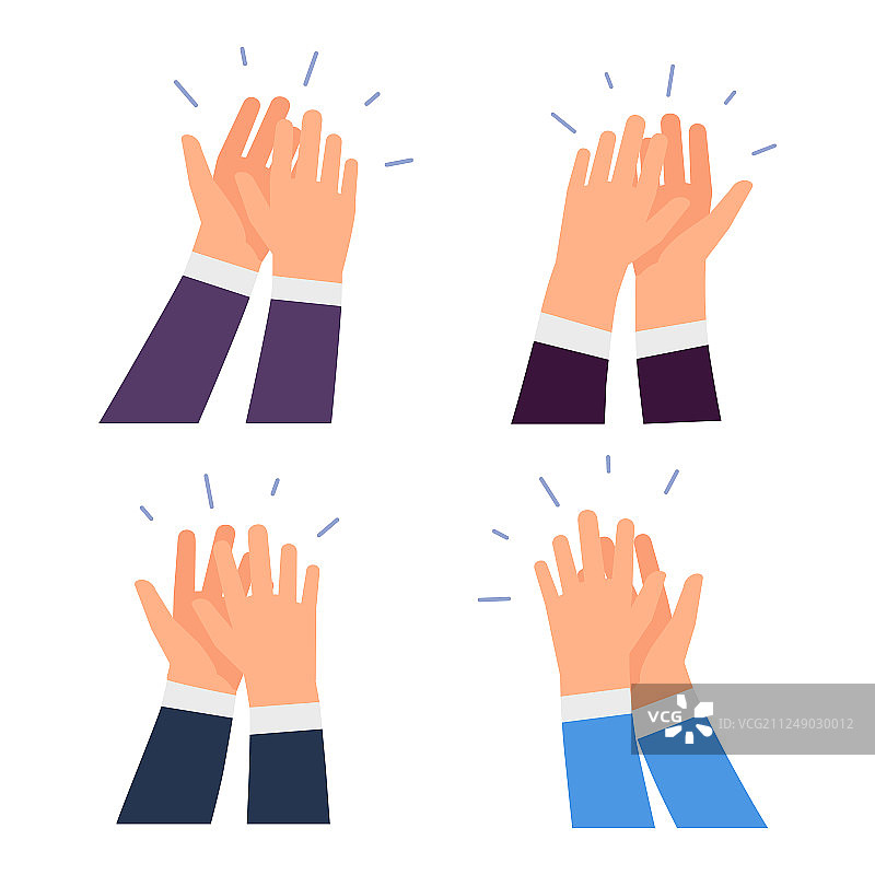 扁平风鼓掌图标，白色背景图片素材