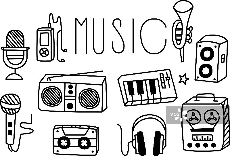 音乐主题磁带相关图标合集图片素材