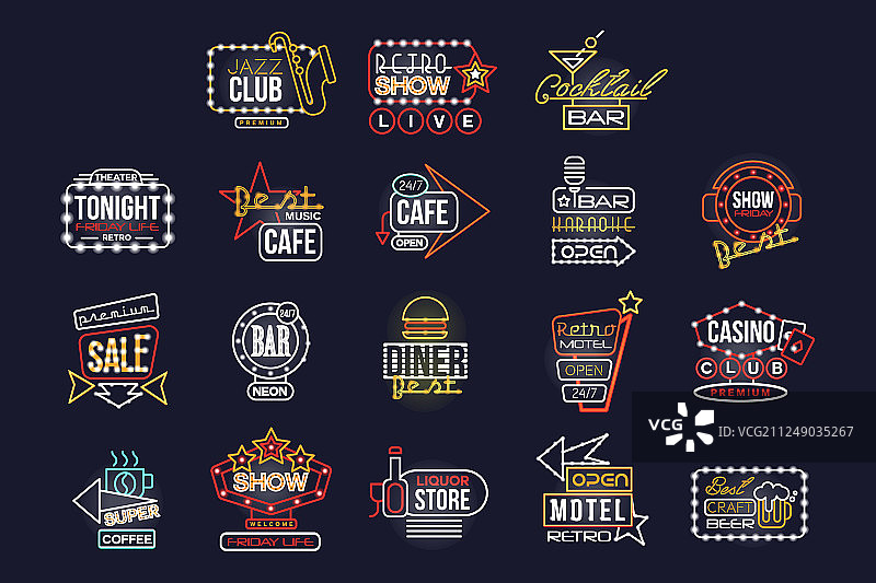 彩色霓虹灯复古街头广告牌图片素材