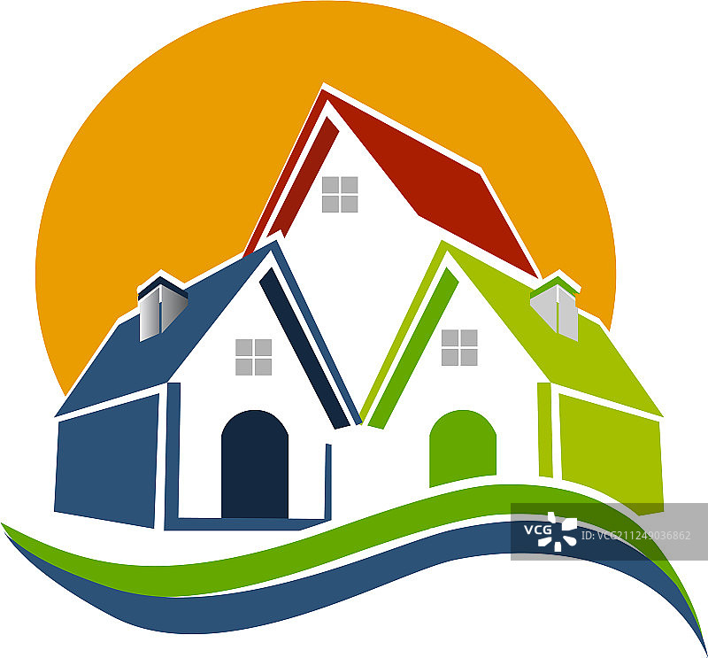 房地产房屋与阳光标志图片素材