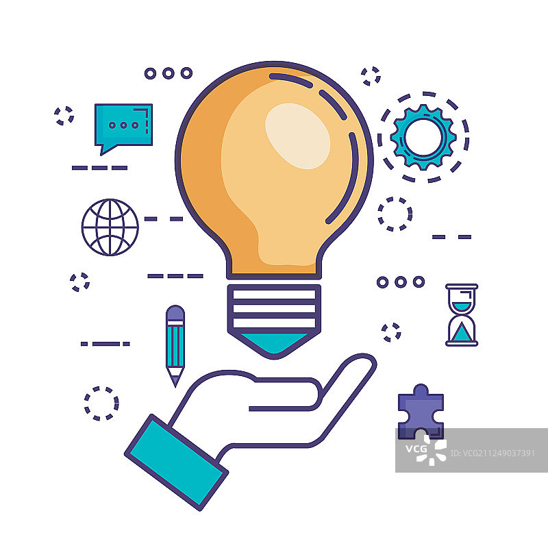 带有创新图标的灯泡图片素材