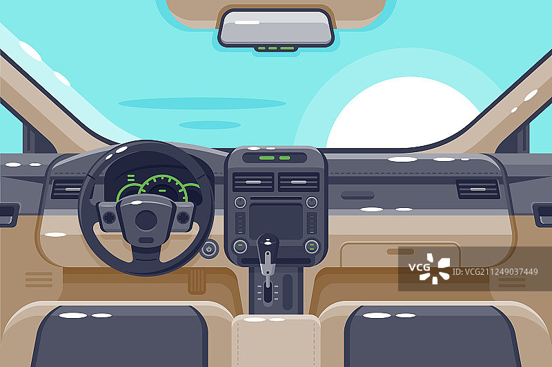 扁平风汽车内部与变速器图片素材