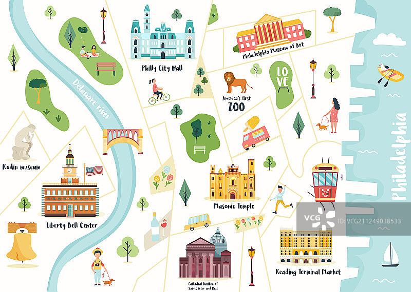 详细的费城城市地图图片素材