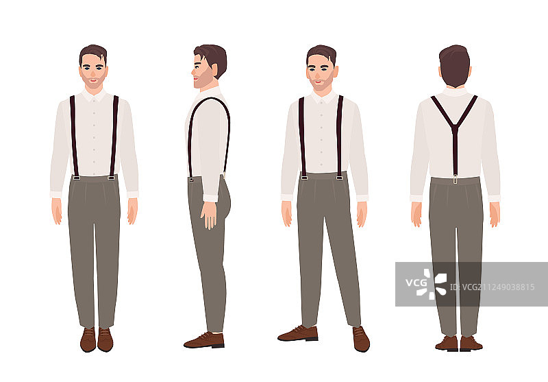 穿着背带裤和衬衫的男人图片素材