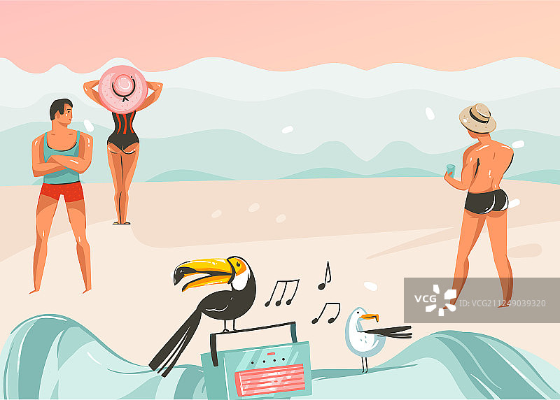 手绘抽象卡通夏日时光图片素材