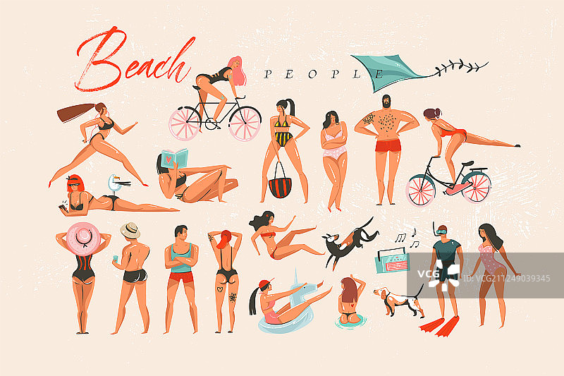 手绘抽象卡通夏日乐趣图片素材