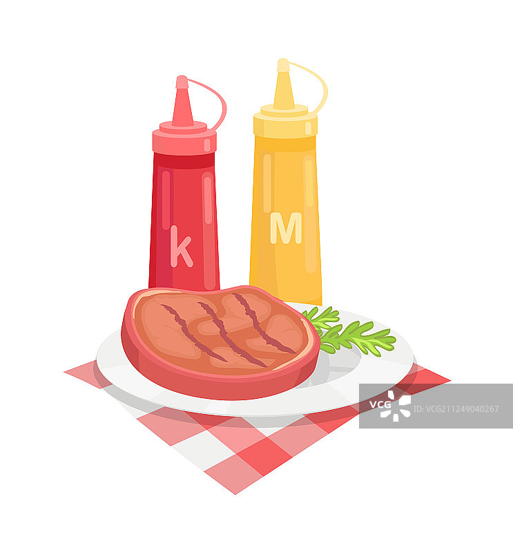 盘子里的烤牛肉和酱汁图片素材