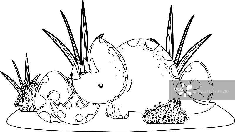 可爱的三角龙与蛋图片素材