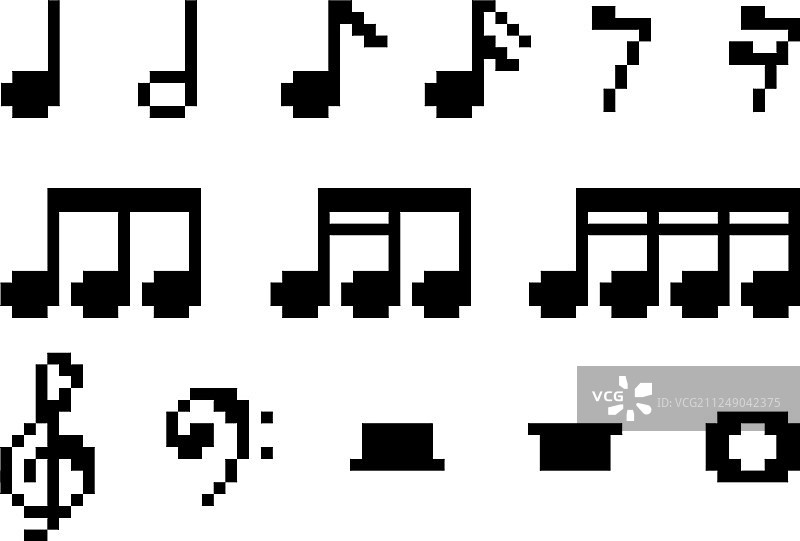 像素风格音符合集图片素材