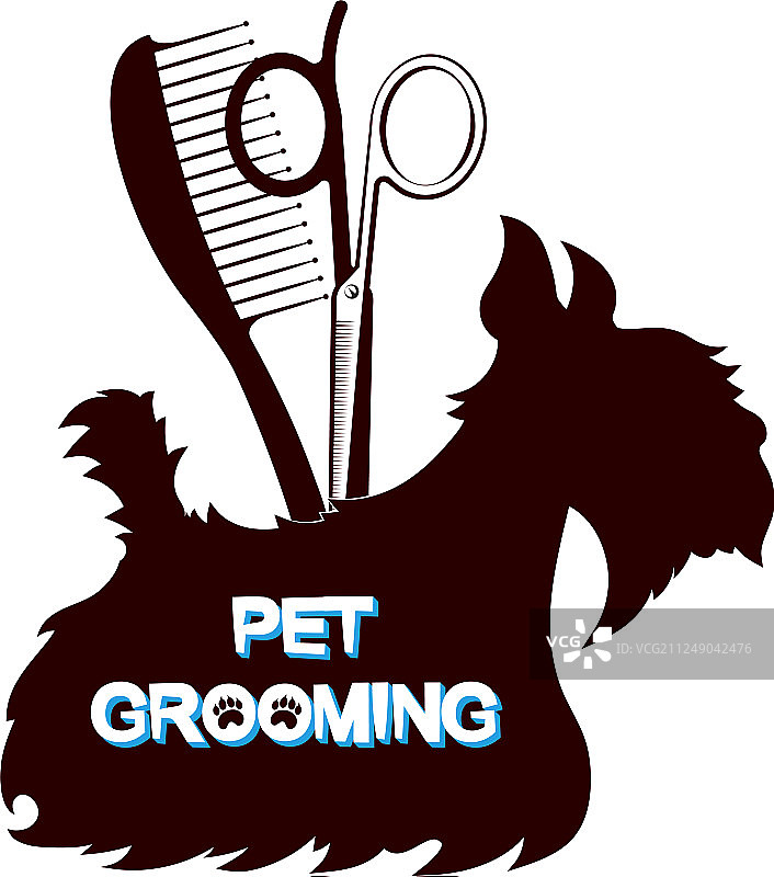 剪刀和梳子为宠物狗美容图片素材