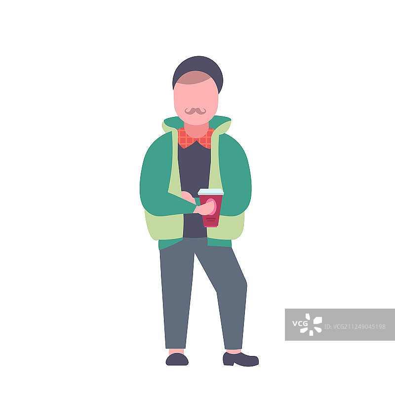 休闲男人喝咖啡站立姿势图片素材