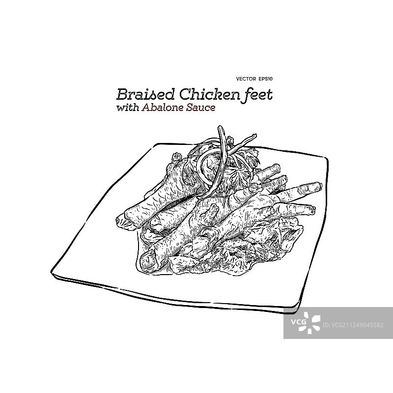手绘中式卤鸡爪图片素材
