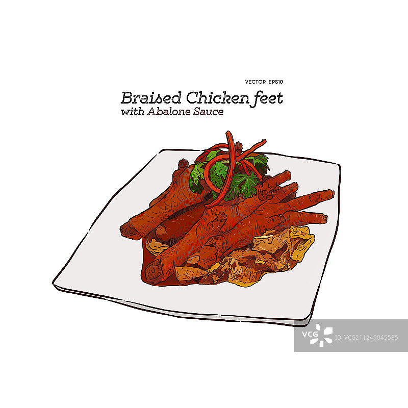 手绘中式卤鸡爪图片素材