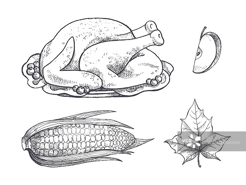 土耳其肉菜肴和玉米蔬菜套餐图片素材