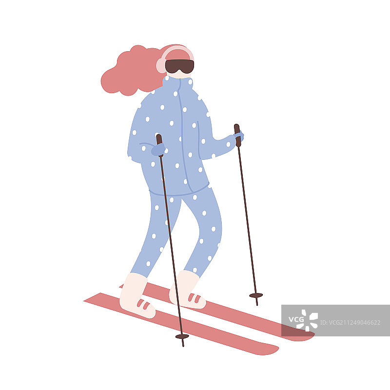 穿滑雪服的女人在滑雪图片素材