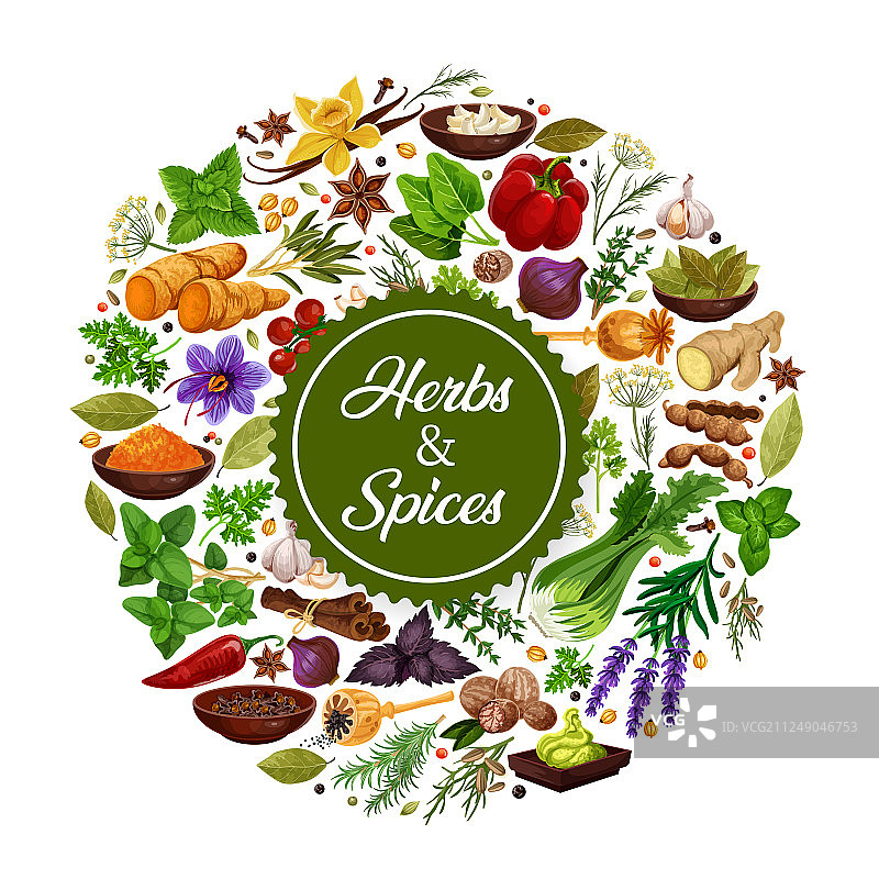 烹饪调味料草药和香料图标图片素材