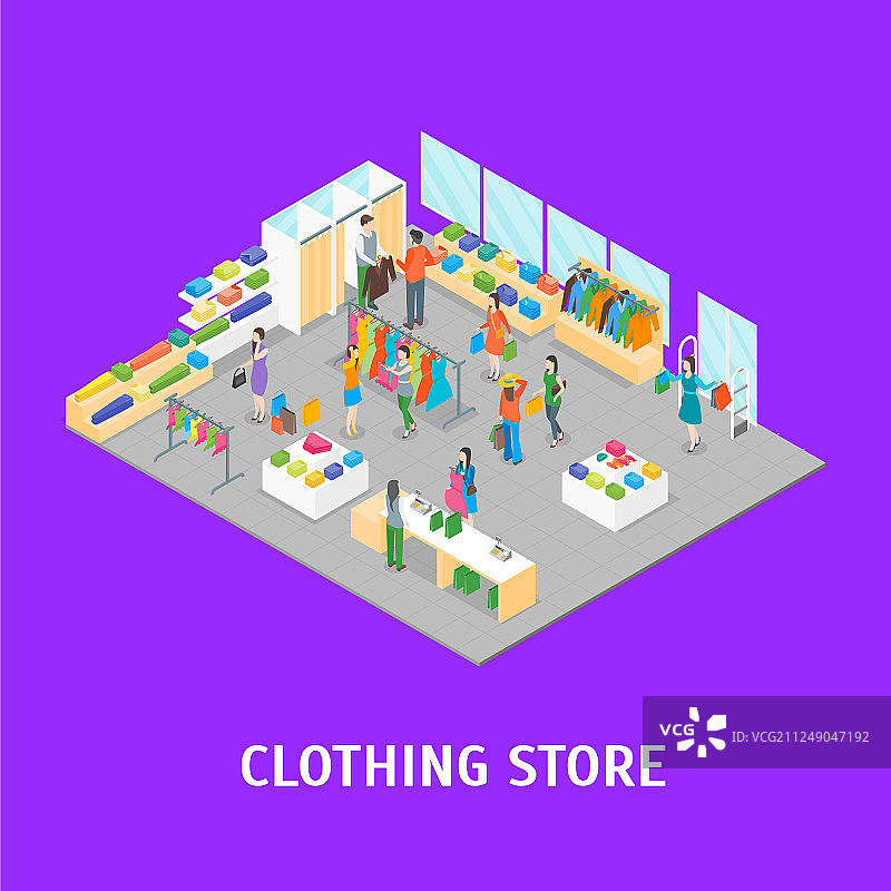 带有家具海报卡的服装店内部图片素材