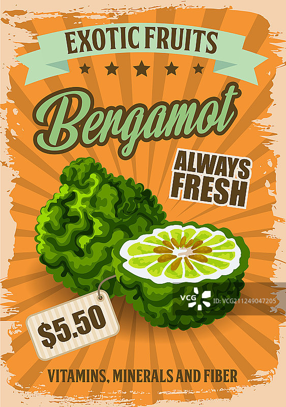 带有价格标签的佛手柑水果生鲜海报图片素材