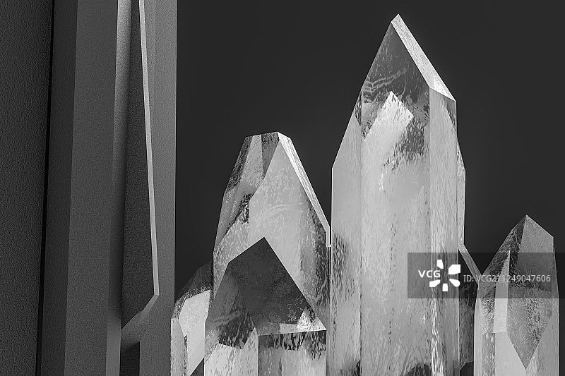 三维渲染，白色透明水晶宝石图片素材