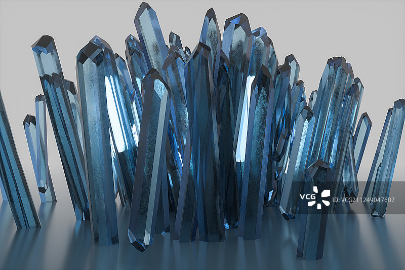 三维渲染，蓝色水晶宝石图片素材