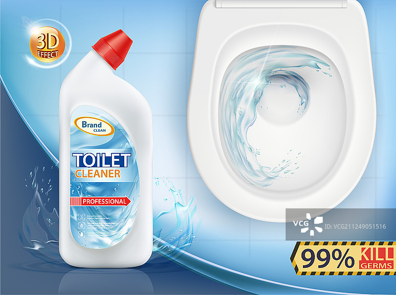 马桶清洁剂和马桶俯视图图片素材