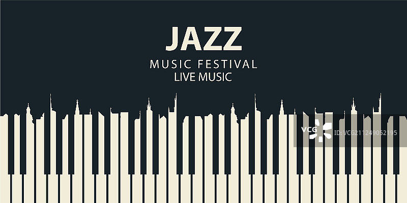 带有钢琴琴键的爵士音乐节海报图片素材