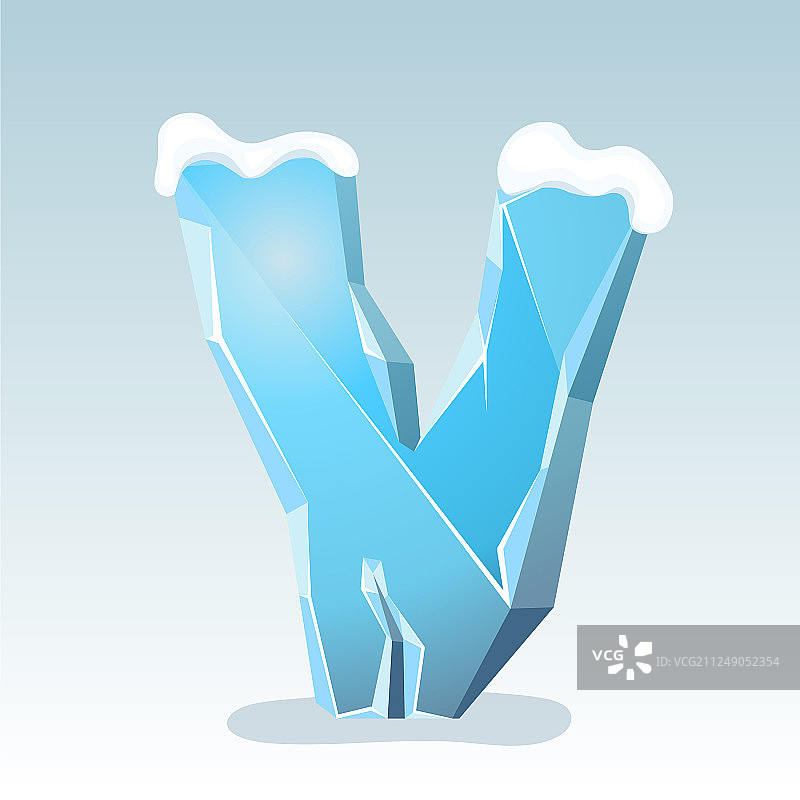 冰块字母V图片素材