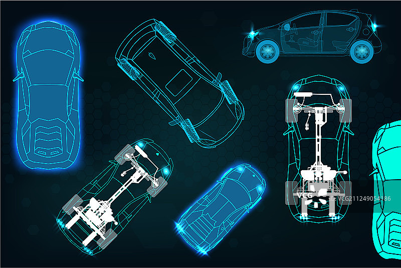 汽车俯视图套装图片素材